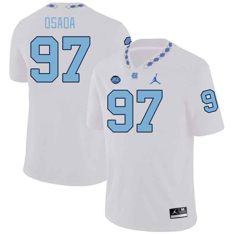 Men #97 Lucas Osada North Carolina Tar Heels College Football Jerseys Stitched-White